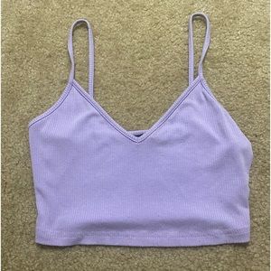 Purple rib-knit tank top